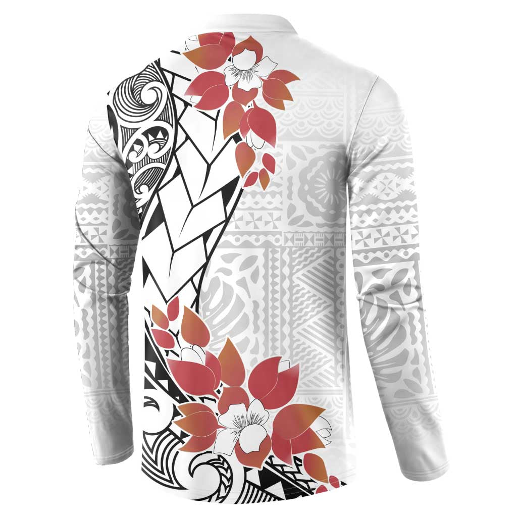 Bula Fiji Day Button Sweatshirt Tagimaucia on Masi Pattern