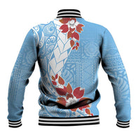 Bula Fiji Day Baseball Jacket Tagimaucia on Masi Pattern - Turquoise