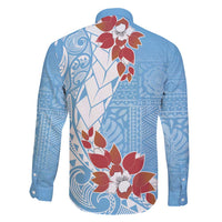 Bula Fiji Day Family Matching Off Shoulder Maxi Dress and Hawaiian Shirt Tagimaucia on Masi Pattern - Turquoise