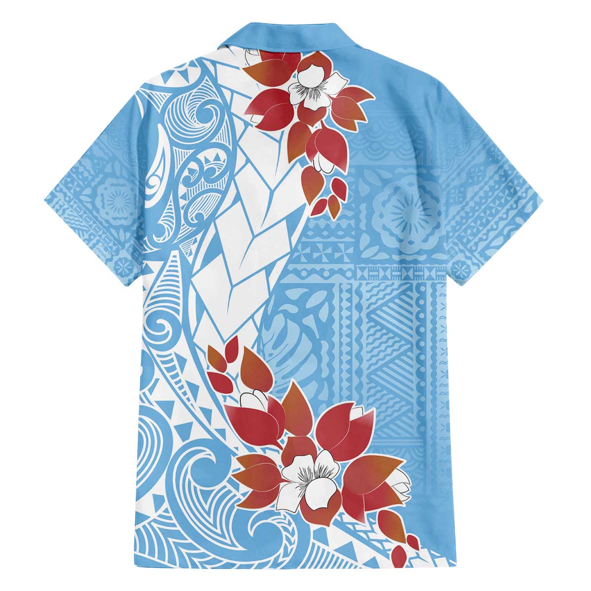 Bula Fiji Day Family Matching Off Shoulder Short Dress and Hawaiian Shirt Tagimaucia on Masi Pattern - Turquoise