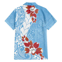 Bula Fiji Day Family Matching Off Shoulder Short Dress and Hawaiian Shirt Tagimaucia on Masi Pattern - Turquoise