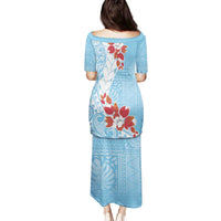 Bula Fiji Day Family Matching Puletasi and Hawaiian Shirt Tagimaucia on Masi Pattern - Turquoise