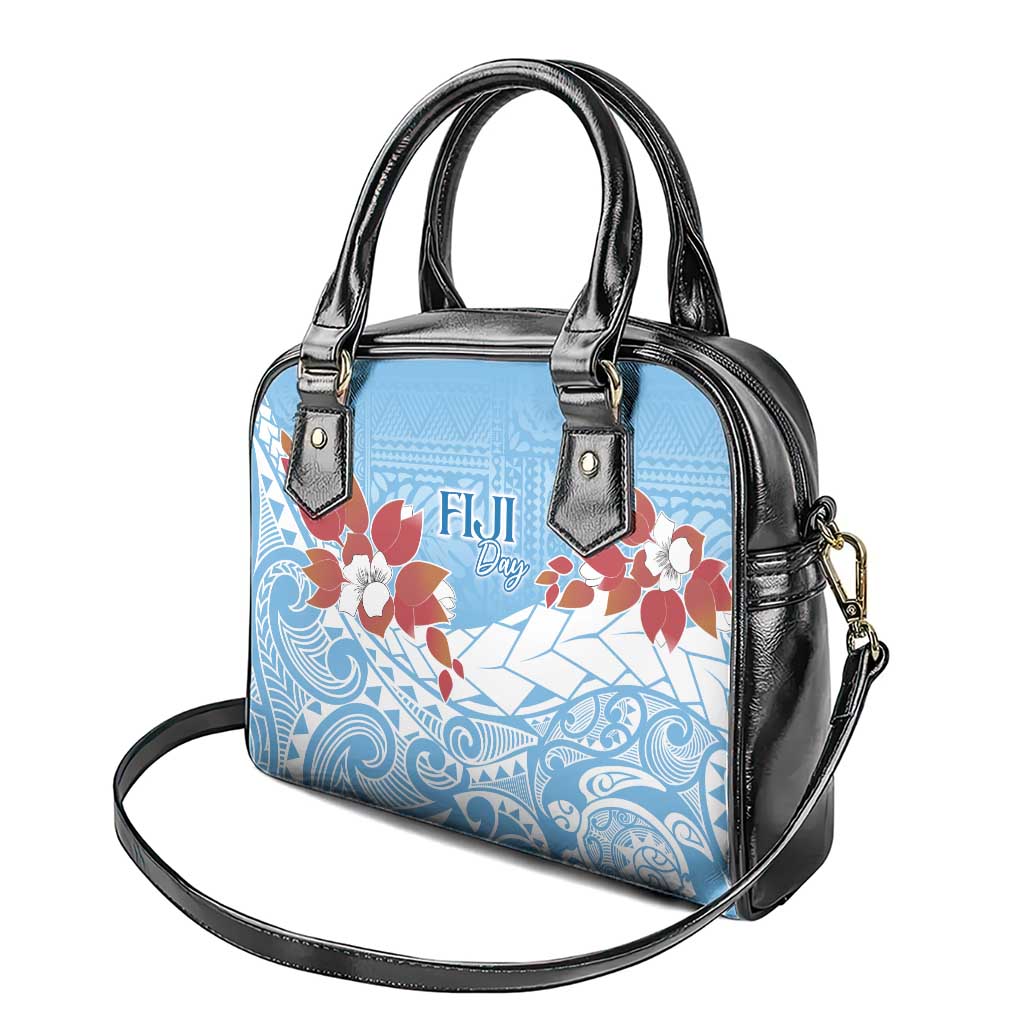 Bula Fiji Day Shoulder Handbag Tagimaucia on Masi Pattern - Turquoise