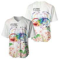 Fight Cancer In All Colors Baseball Jersey Plumeria Mix Tapa Pattern