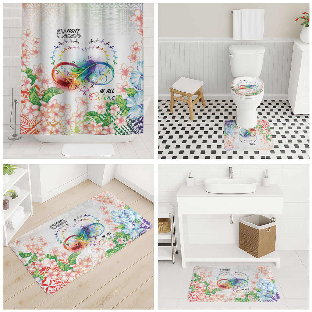 Fight Cancer In All Colors Bathroom Set Plumeria Mix Tapa Pattern