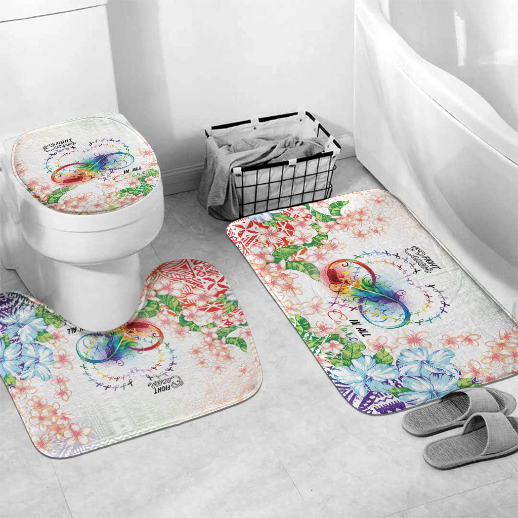 Fight Cancer In All Colors Bathroom Set Plumeria Mix Tapa Pattern