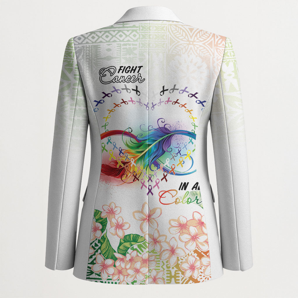 Fight Cancer In All Colors Blazer Plumeria Mix Tapa Pattern