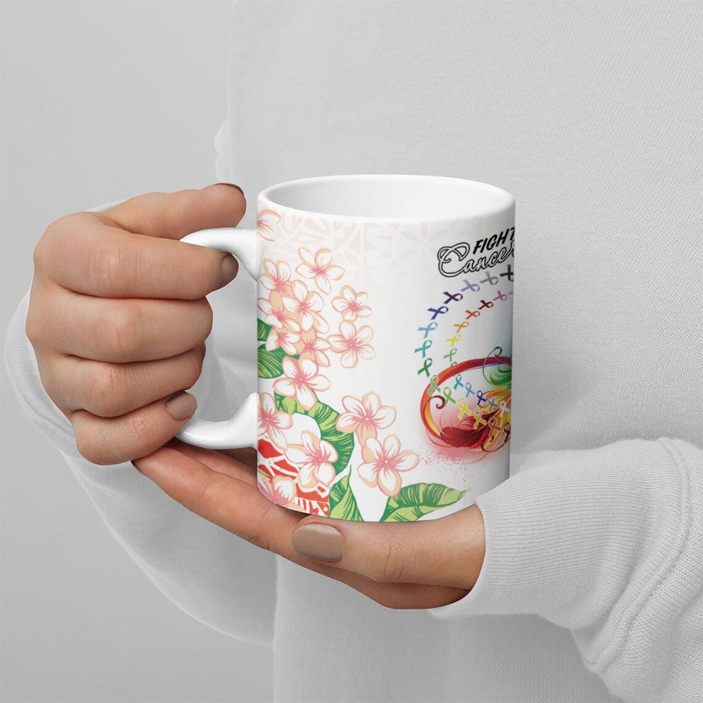 Fight Cancer In All Colors Ceramic Mug Plumeria Mix Tapa Pattern
