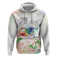 Fight Cancer In All Colors Hoodie Plumeria Mix Tapa Pattern LT7 Pullover Hoodie White - Polynesian Pride