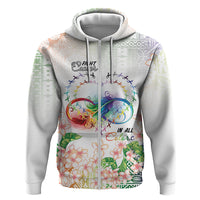 Fight Cancer In All Colors Hoodie Plumeria Mix Tapa Pattern LT7 Zip Hoodie White - Polynesian Pride