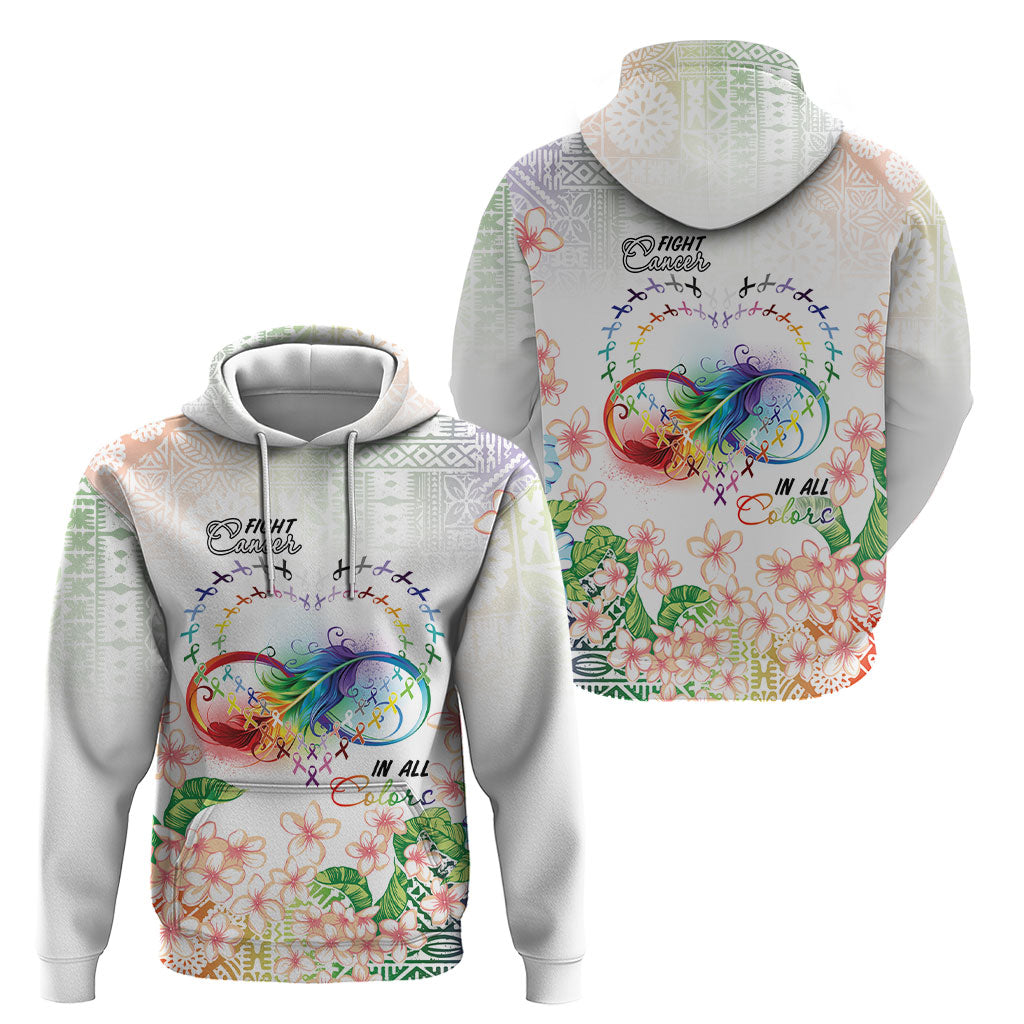 Fight Cancer In All Colors Hoodie Plumeria Mix Tapa Pattern LT7 - Polynesian Pride