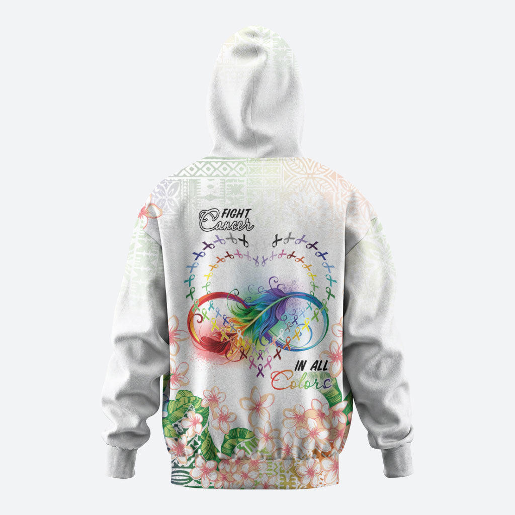 Fight Cancer In All Colors Hoodie Plumeria Mix Tapa Pattern LT7 - Polynesian Pride