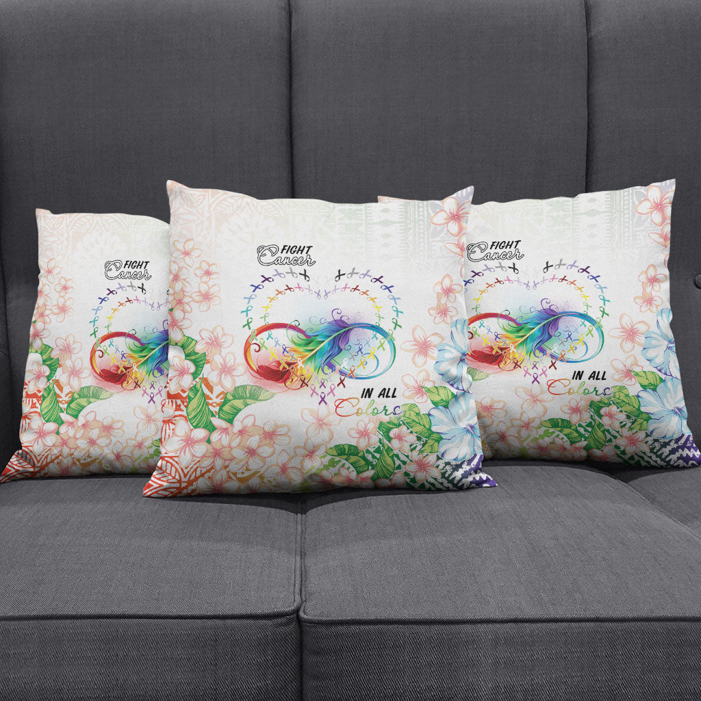 Fight Cancer In All Colors Pillow Cover Plumeria Mix Tapa Pattern