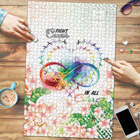 Fight Cancer In All Colors Puzzle Plumeria Mix Tapa Pattern