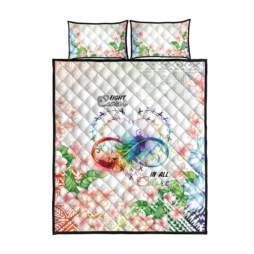 Fight Cancer In All Colors Quilt Bed Set Plumeria Mix Tapa Pattern