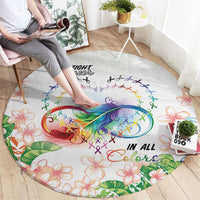 Fight Cancer In All Colors Round Carpet Plumeria Mix Tapa Pattern