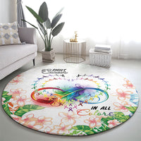 Fight Cancer In All Colors Round Carpet Plumeria Mix Tapa Pattern