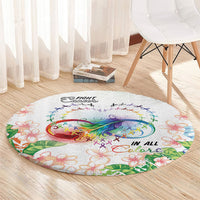 Fight Cancer In All Colors Round Carpet Plumeria Mix Tapa Pattern