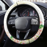 Fight Cancer In All Colors Steering Wheel Cover Plumeria Mix Tapa Pattern LT7 - Polynesian Pride