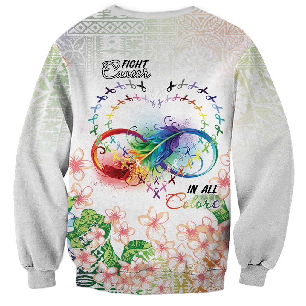 Fight Cancer In All Colors Sweatshirt Plumeria Mix Tapa Pattern