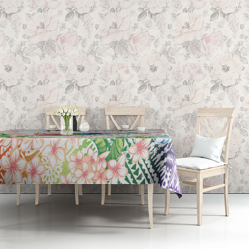 Fight Cancer In All Colors Tablecloth Plumeria Mix Tapa Pattern
