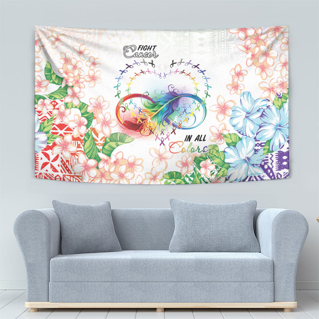 Fight Cancer In All Colors Tapestry Plumeria Mix Tapa Pattern