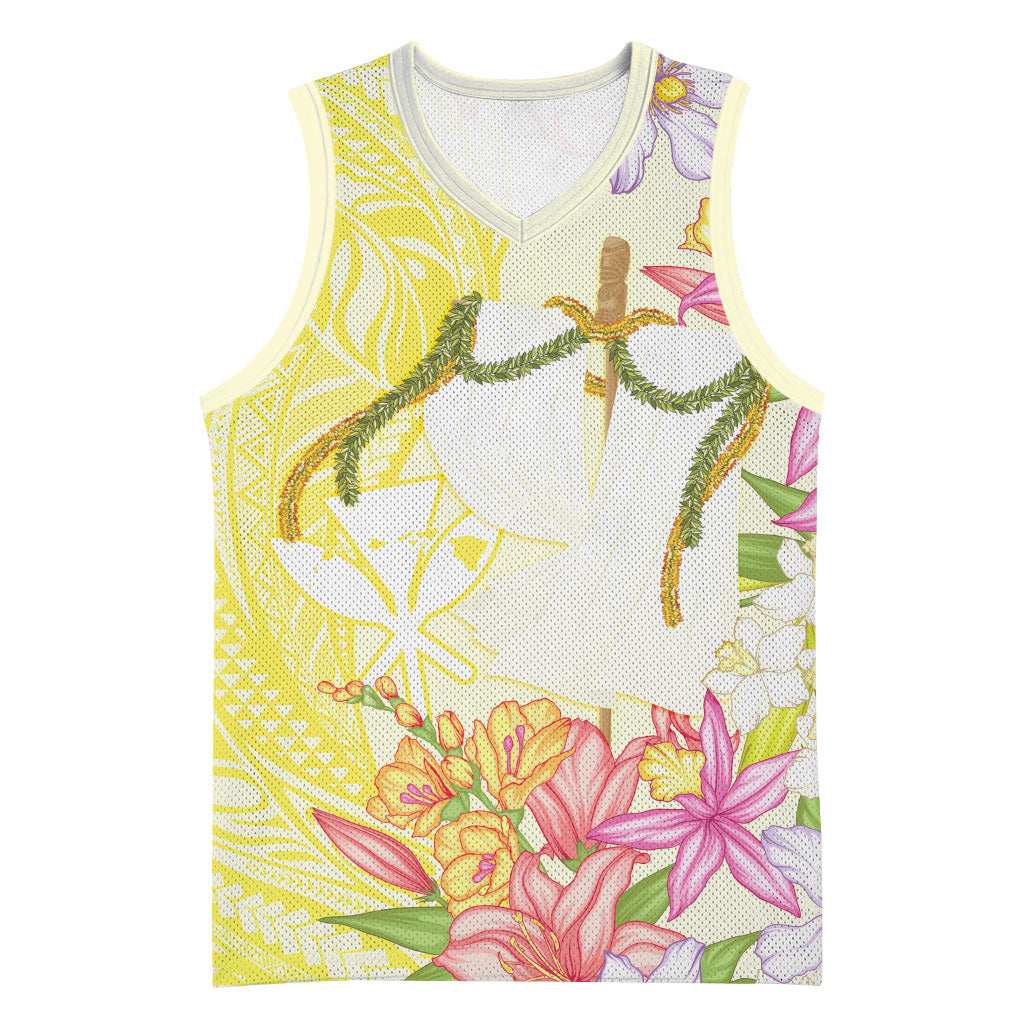 Aloha Hawaii Kanaka Makahiki Basketball Jersey Akua Loa - Festive Golden Sand LT7 Unisex Sandy Yellow - Polynesian Pride
