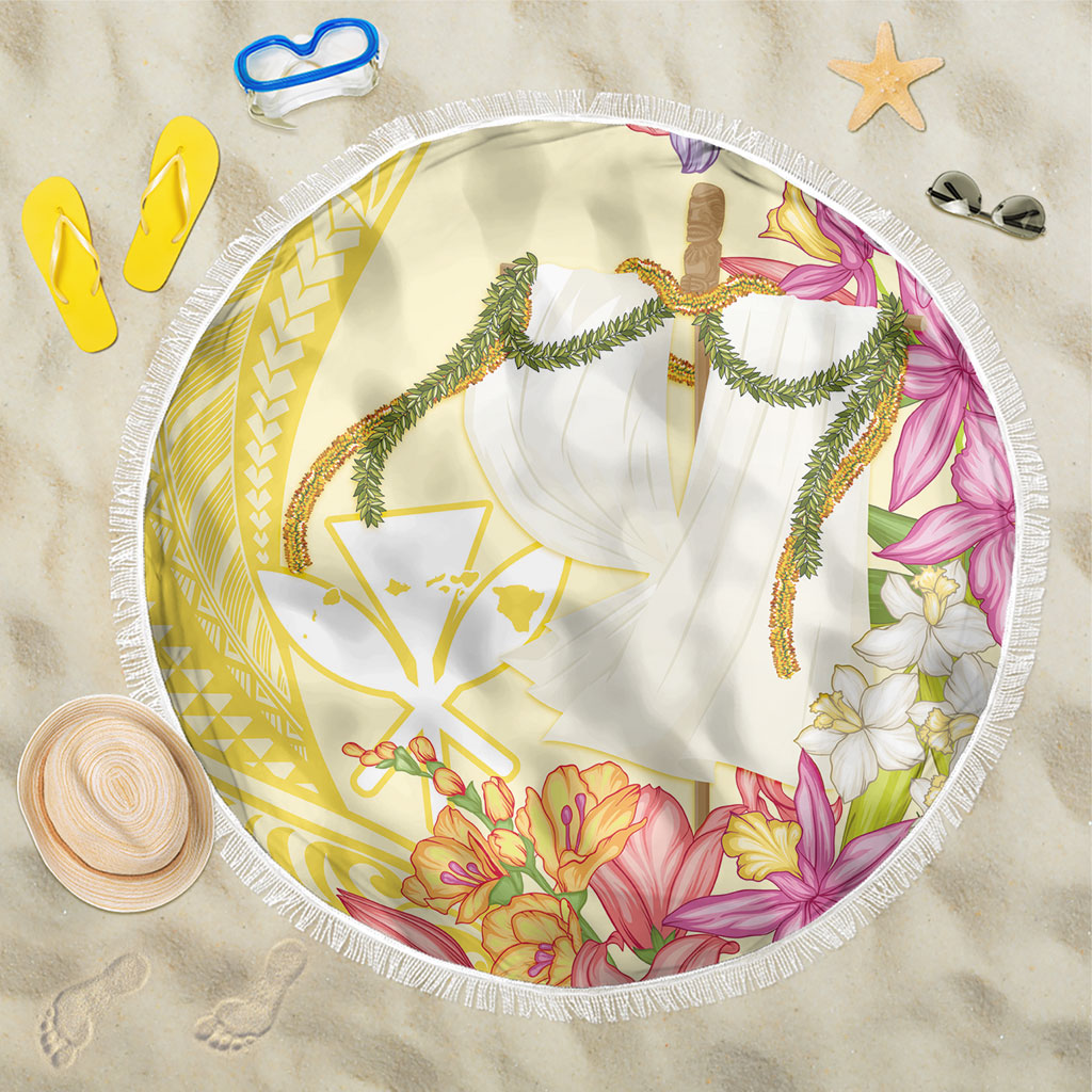 Aloha Hawaii Kanaka Makahiki Beach Blanket Akua Loa - Festive Golden Sand LT7 One Size 150cm Sandy Yellow - Polynesian Pride