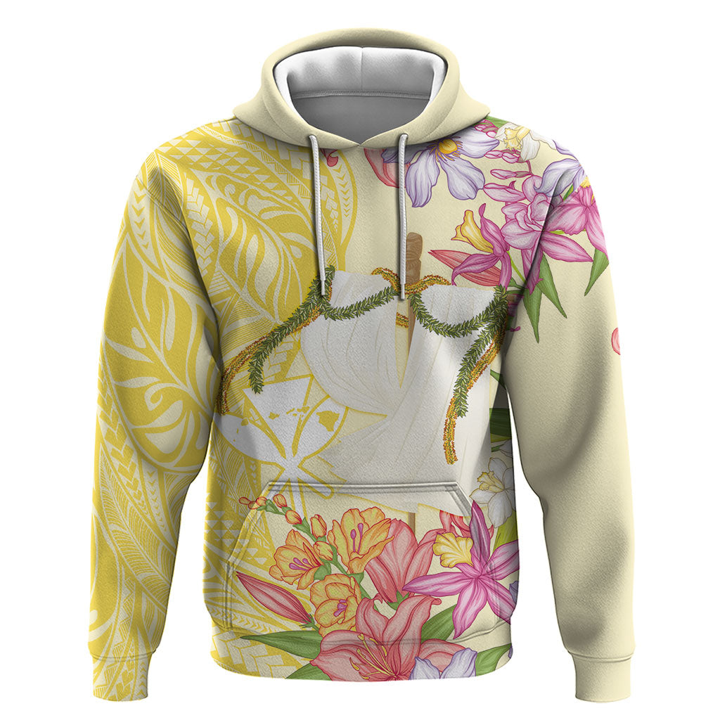 Aloha Hawaii Kanaka Makahiki Hoodie Akua Loa - Festive Golden Sand LT7 Pullover Hoodie Sandy Yellow - Polynesian Pride