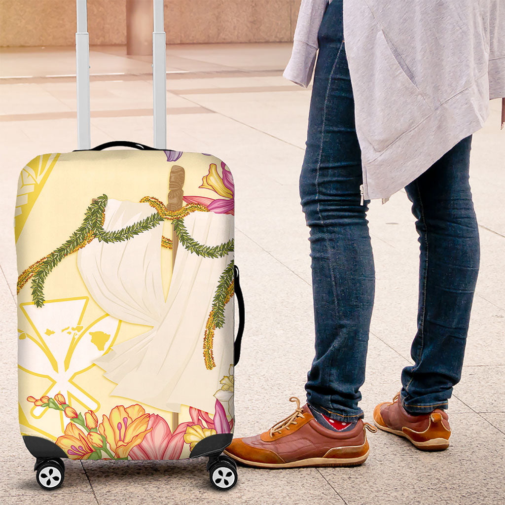 Aloha Hawaii Kanaka Makahiki Luggage Cover Akua Loa - Festive Golden Sand