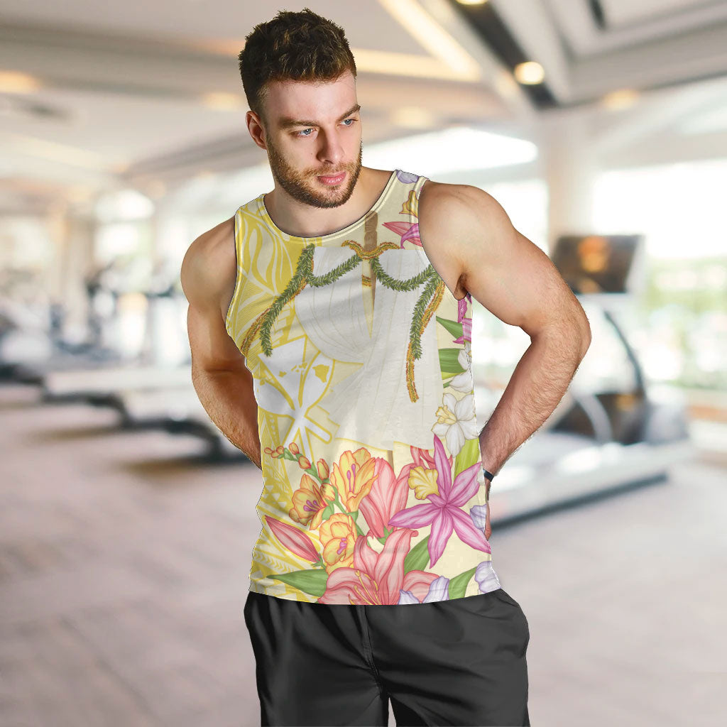 Aloha Hawaii Kanaka Makahiki Men Tank Top Akua Loa - Festive Golden Sand LT7 Sandy Yellow - Polynesian Pride