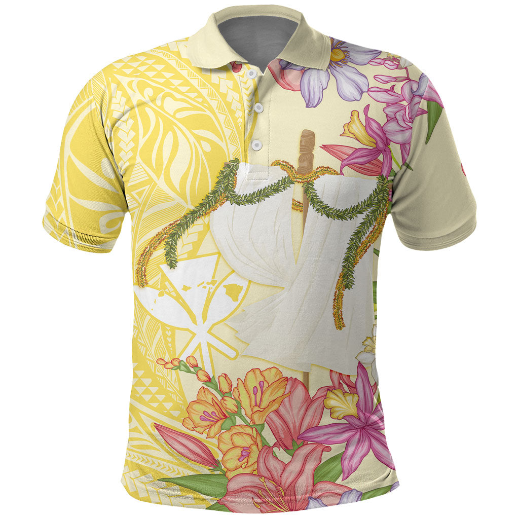Aloha Hawaii Kanaka Makahiki Polo Shirt Akua Loa - Festive Golden Sand LT7 Sandy Yellow - Polynesian Pride