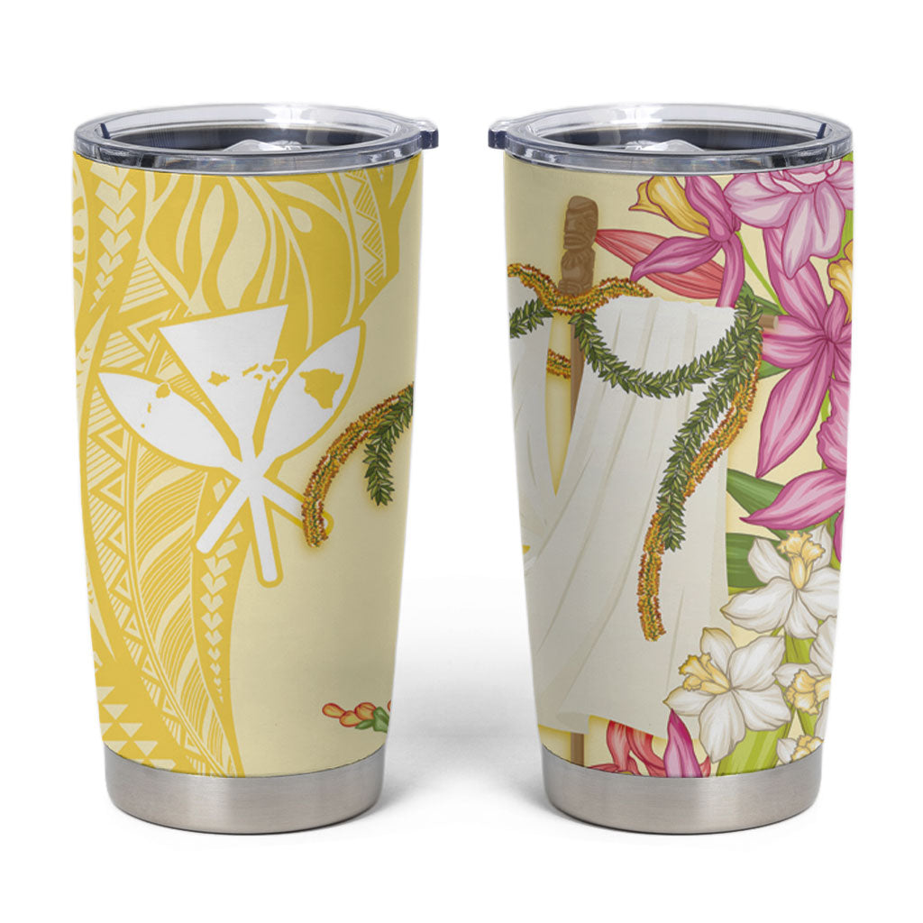 Aloha Hawaii Kanaka Makahiki Tumbler Cup Akua Loa - Festive Golden Sand