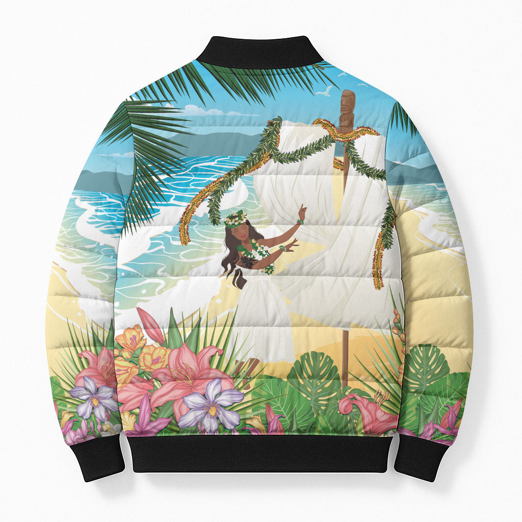 Aloha Hawaii Makahiki Hula Dance Bomber Puffer Jacket Beach Scenery LT7 - Polynesian Pride