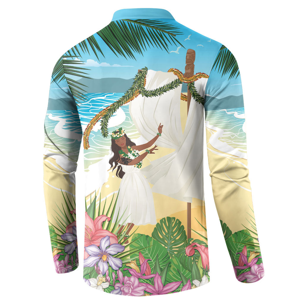 Aloha Hawaii Makahiki Hula Dance Button Sweatshirt Beach Scenery LT7 - Polynesian Pride