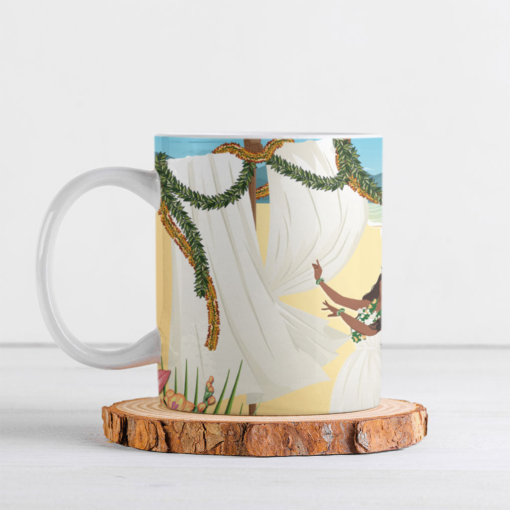 Aloha Hawaii Makahiki Hula Dance Ceramic Mug Beach Scenery LT7 Multicolor - Polynesian Pride