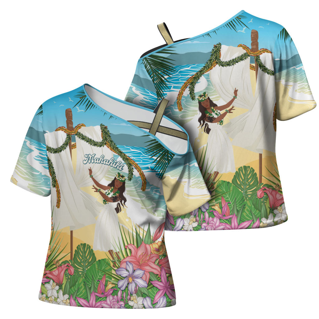 Aloha Hawaii Makahiki Hula Dance Cross Shoulder Shirt Beach Scenery LT7 - Polynesian Pride