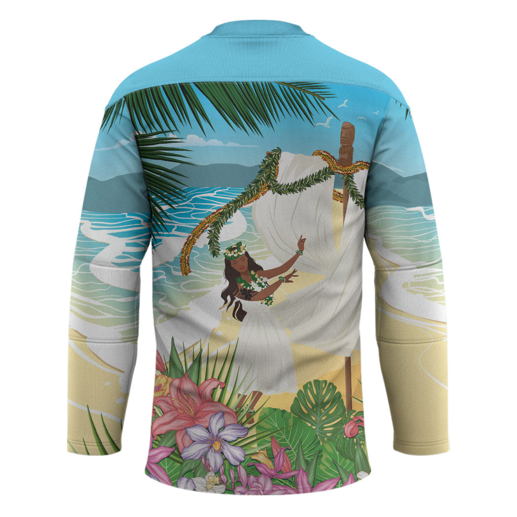 Aloha Hawaii Makahiki Hula Dance Hockey Jersey Beach Scenery LT7 - Polynesian Pride