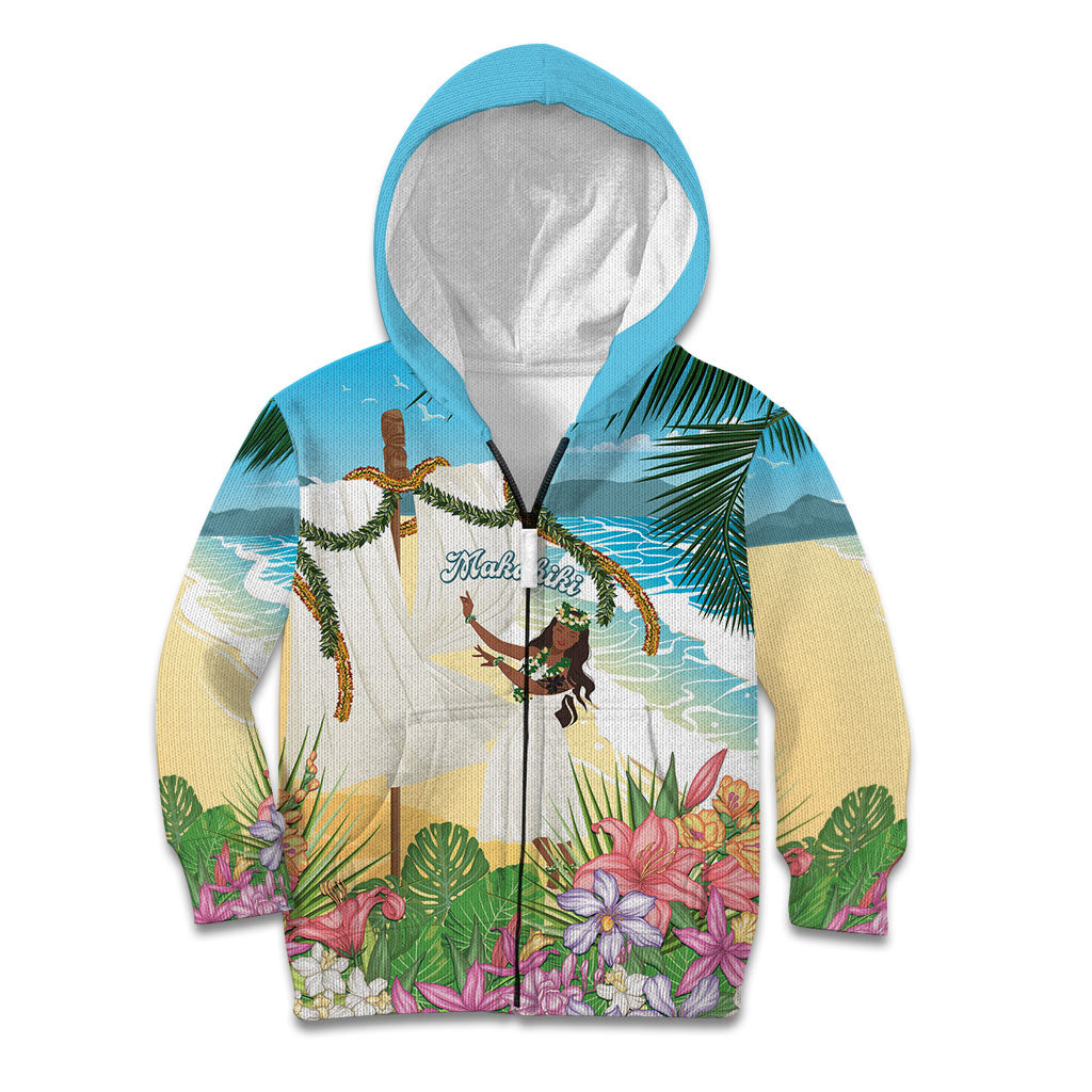 Aloha Hawaii Makahiki Hula Dance Kid Hoodie Beach Scenery LT7 Zip Hoodie Multicolor - Polynesian Pride