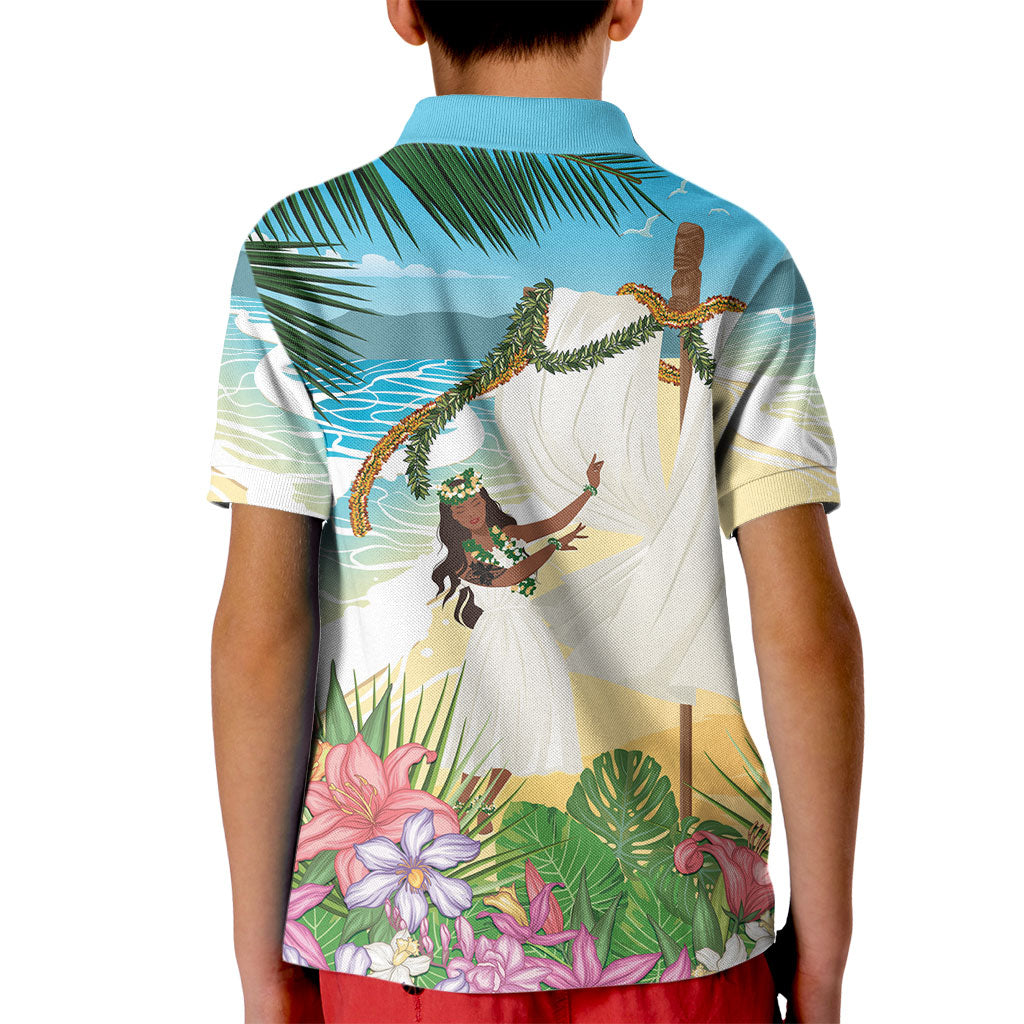 Aloha Hawaii Makahiki Hula Dance Kid Polo Shirt Beach Scenery LT7 - Polynesian Pride