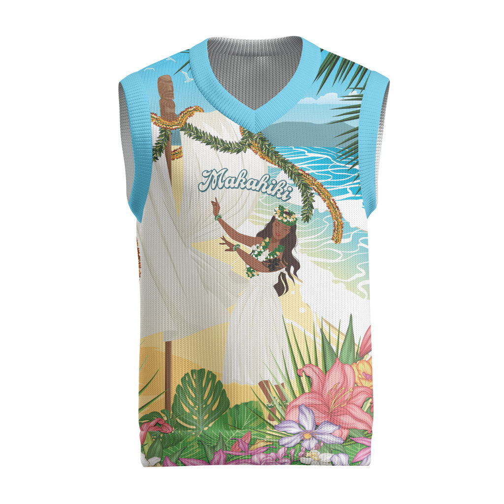 Aloha Hawaii Makahiki Hula Dance Christmas Knitted V-Neck Vest Beach Scenery LT7 Multicolor - Polynesian Pride