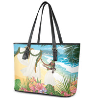 Aloha Hawaii Makahiki Hula Dance Leather Tote Bag Beach Scenery LT7 - Polynesian Pride