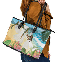Aloha Hawaii Makahiki Hula Dance Leather Tote Bag Beach Scenery LT7 - Polynesian Pride