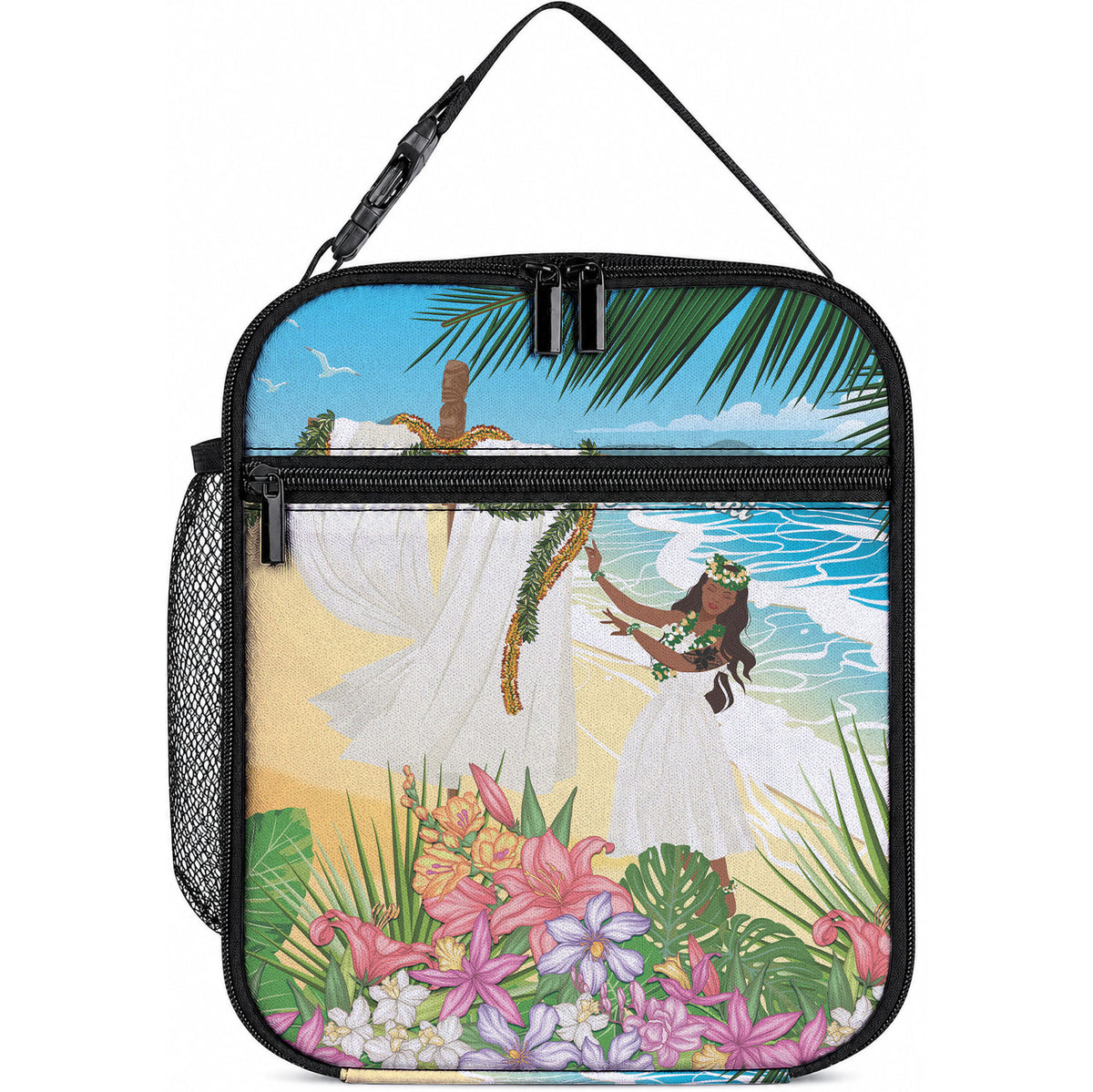 Aloha Hawaii Makahiki Hula Dance Lunch Bag Beach Scenery LT7 10.2 × 8.3 × 4.3 inch Multicolor - Polynesian Pride