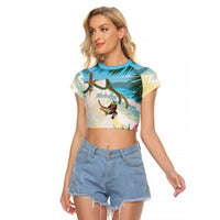 Aloha Hawaii Makahiki Hula Dance Raglan Cropped T Shirt Beach Scenery LT7 Female Multicolor - Polynesian Pride