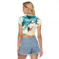 Aloha Hawaii Makahiki Hula Dance Raglan Cropped T Shirt Beach Scenery LT7 - Polynesian Pride