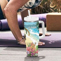Aloha Hawaii Makahiki Hula Dance Tumbler With Handle Beach Scenery LT7 - Polynesian Pride