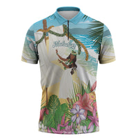 Aloha Hawaii Makahiki Hula Dance Zipper Polo Shirt Beach Scenery LT7 Multicolor - Polynesian Pride