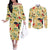 Aloha Hawaii Couples Matching Off The Shoulder Long Sleeve Dress and Long Sleeve Button Shirt I'iwi on Mamane Pastel Cream