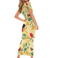 Aloha Hawaii Family Matching Short Sleeve Bodycon Dress and Hawaiian Shirt I'iwi on Mamane Pastel Cream LT7 - Polynesian Pride